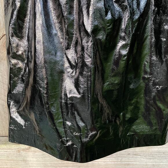 Pinko The Mall Mini Skirt Sheep Leather A-Line Satin Lined Party Black Size 2 - Picture 5 of 10